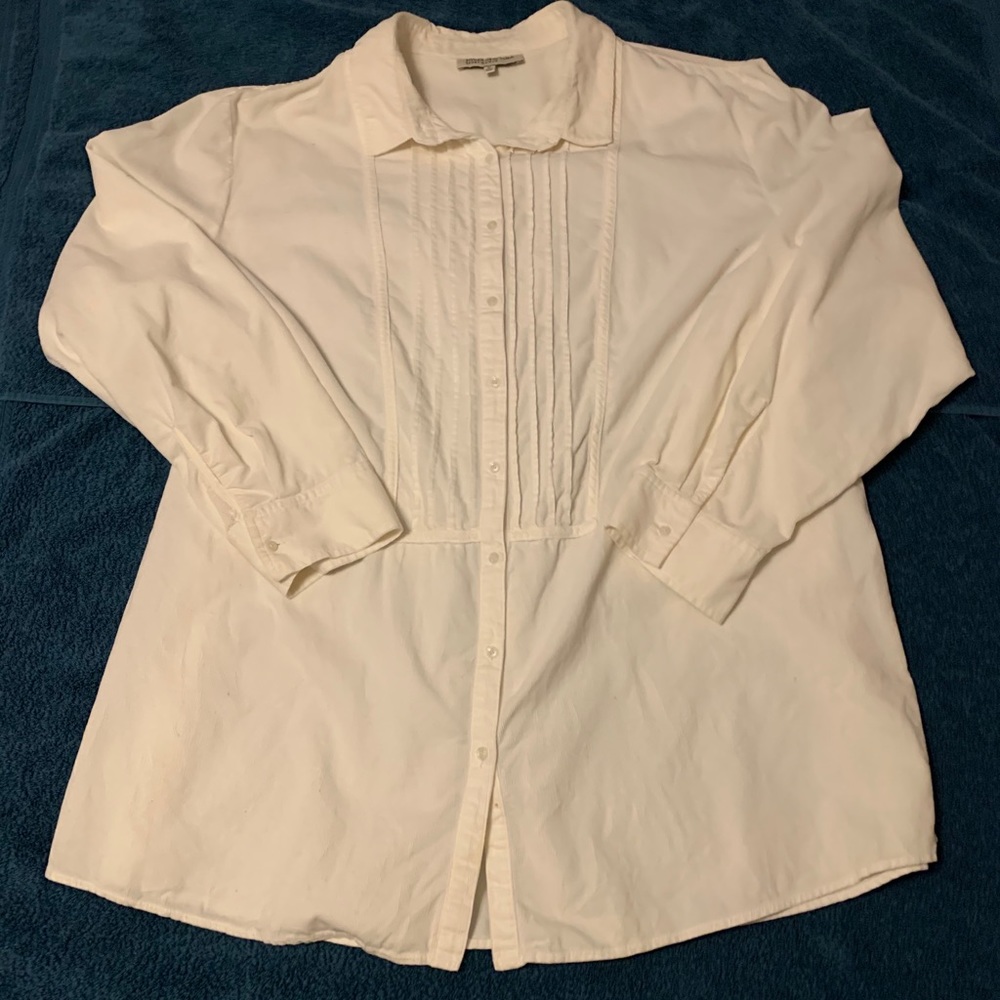 Cream Corduroy Dress Front JNY Blouse